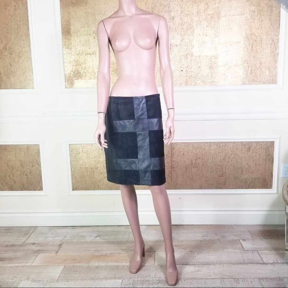 Alfani Leather Suede Geometric Pattern Skirt 14 - image 4